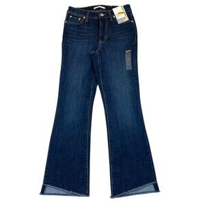 NWT Nine West Womens Jeans Size 2 Kick Flare Frayed Hem Blue Denim High Rise